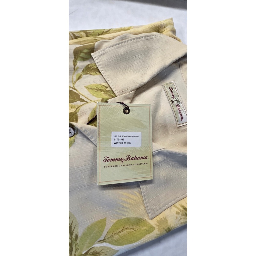 Tommy Bahama Camp Shirt Mens M Winter White New Silk Let the Good Times Grove - Picture 2 of 5